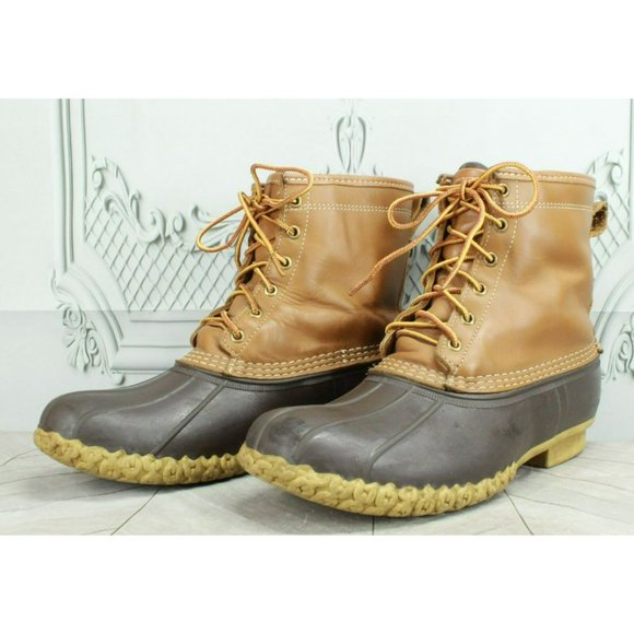 LL Bean Brown Leather Insulated Waterproof Ankle Duck Boots Size 10 M - Picture 2 of 10